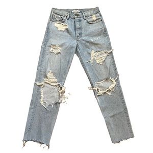 grlfrnd helena high waisted straight crop distressed jeans
